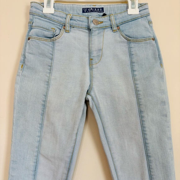 Guess big girls two tone denim blue high low raw hem preppy jeans - Picture 3 of 15